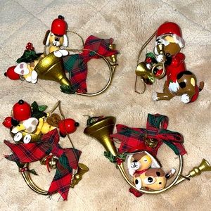 Kurt S Adler 1987 Christmas ornaments with pups displayed - never used